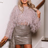 Fall In NYC Fringe Crop Sweater in Dusty Purple Image - 1