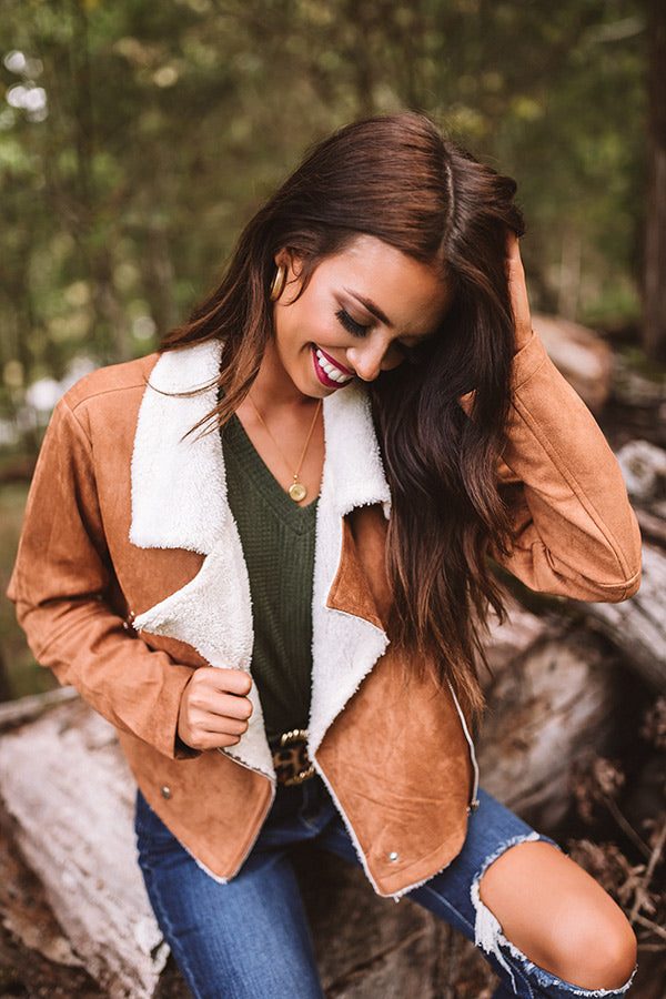 Fall Session Faux Suede Jacket In Camel Image - 5