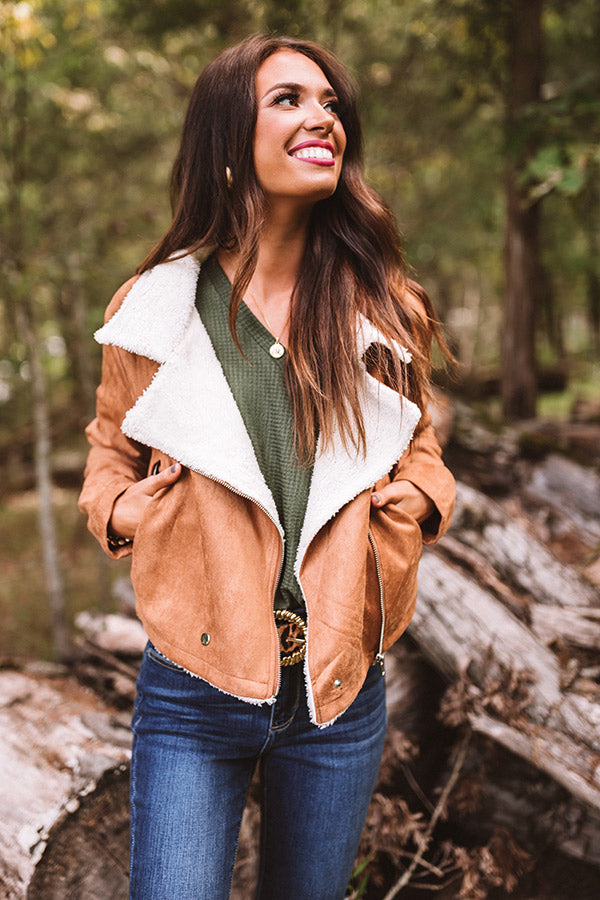 Fall Session Faux Suede Jacket In Camel Image - 2