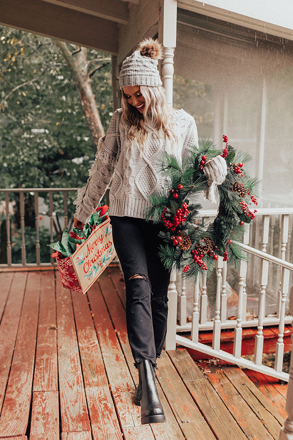 Cozy With You Cable Knit Sweater in Grey Image - 2