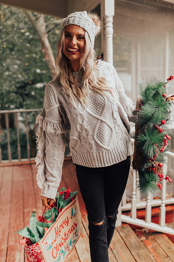 Cozy With You Cable Knit Sweater in Grey Image - 3