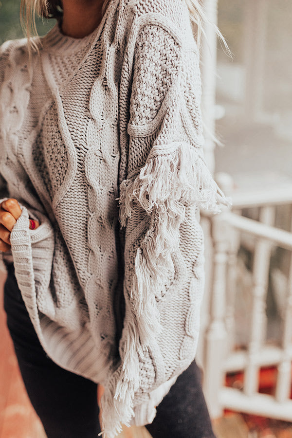 Cozy With You Cable Knit Sweater in Grey Image - 4