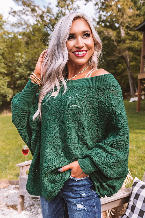 September Morning Knit Sweater In Hunter Green