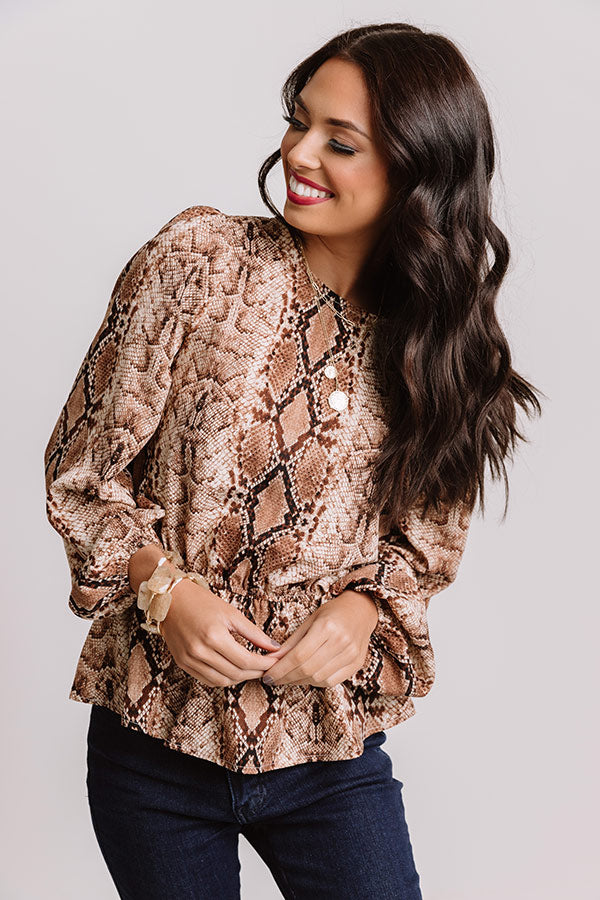Vineyard Tour Snake Print Top Image - 4