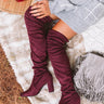 The Raven Faux Suede Thigh High Boot In Windsor Wine Image - 1