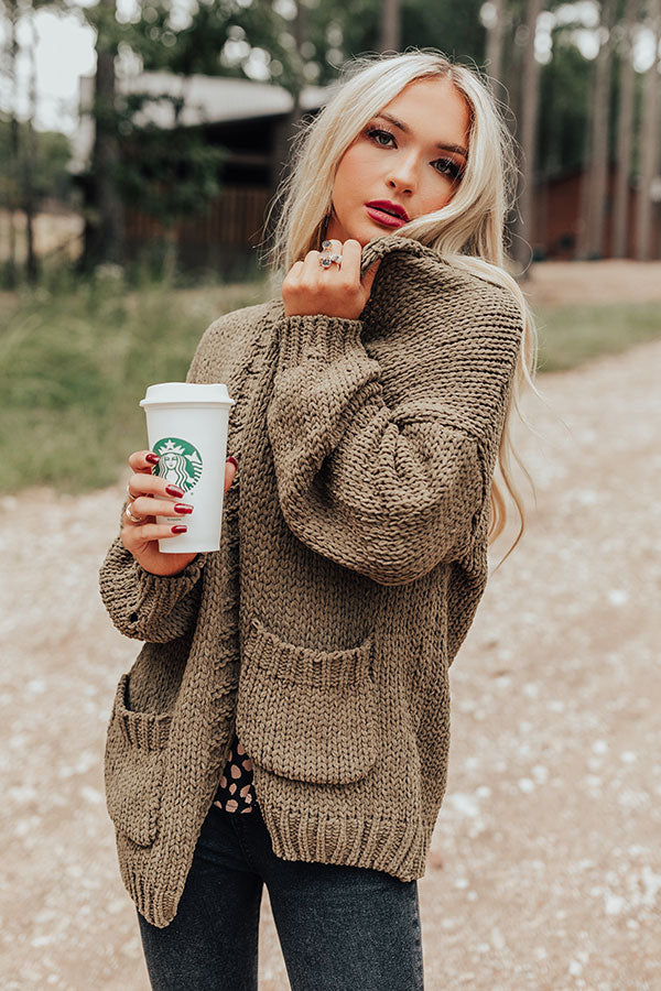 Snuggles So Soft Knit Cardigan In Martini Olive Image - 2