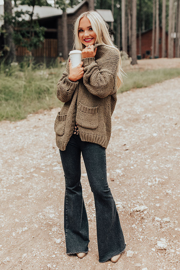 Snuggles So Soft Knit Cardigan In Martini Olive Image - 1