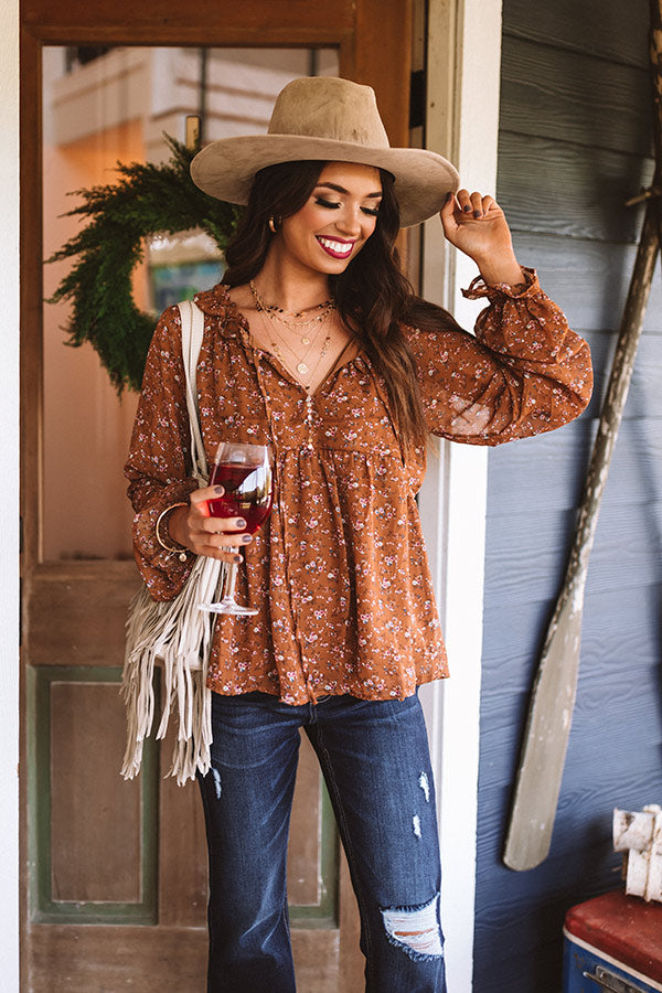 Napa Views Babydoll Top in Brown Image - 2