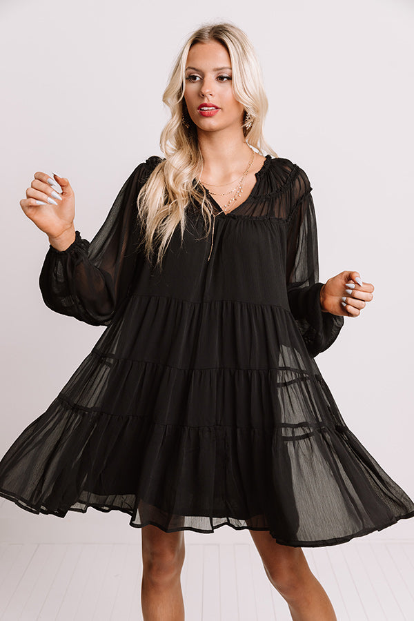 Writing Letters Shift Dress In Black Image - 2