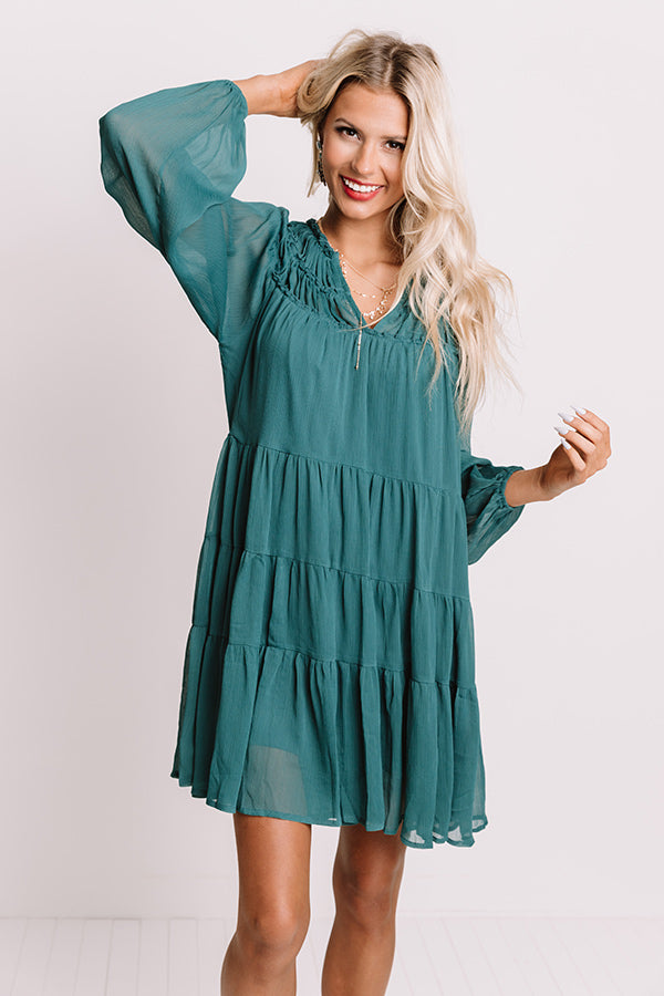 Writing Letters Shift Dress In Jade Image - 3