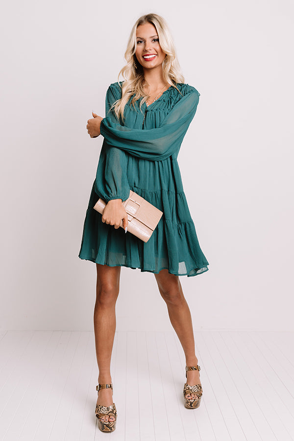 Writing Letters Shift Dress In Jade Image - 1