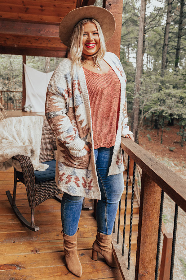 Lost In The Adirondacks Cardigan In Ivory Curves Image - 2