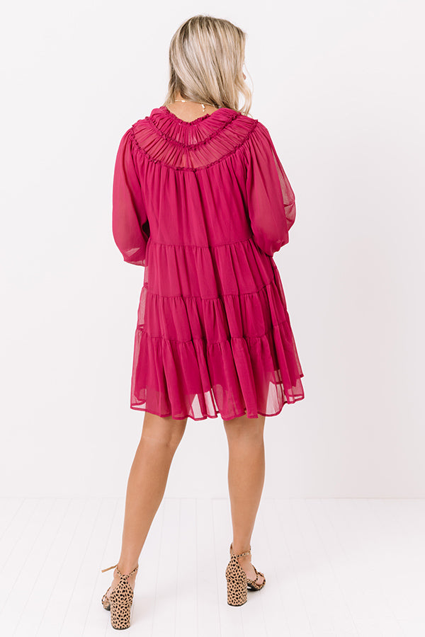 Writing Letters Shift Dress In Berry Image - 4