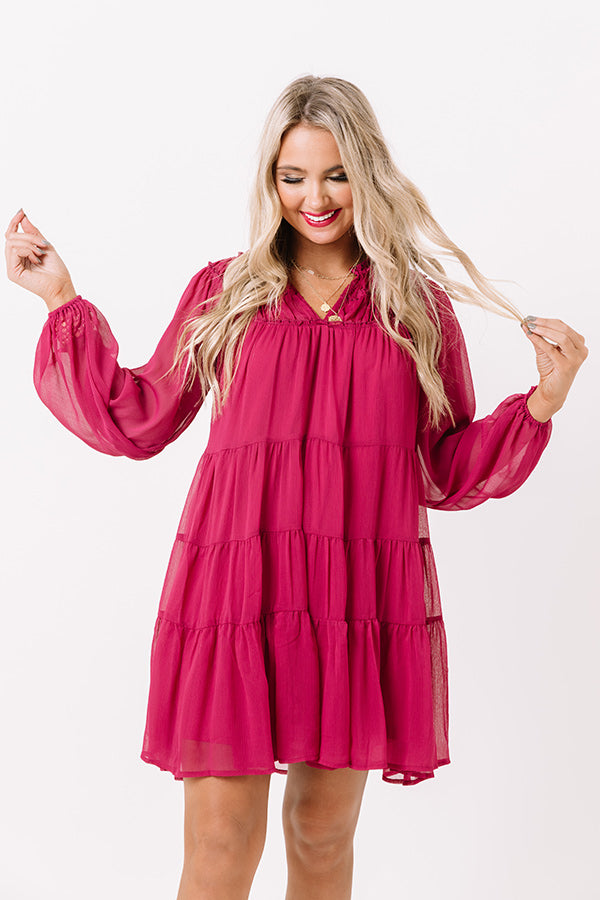 Writing Letters Shift Dress In Berry Image - 2