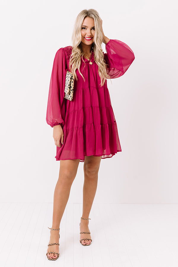 Writing Letters Shift Dress In Berry Image - 1