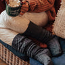 Cozy Vibes Thigh High Cable Knit Socks In Charcoal Image - 1
