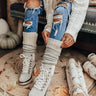 Cozy Surroundings Thigh High Socks In Cream Image - 1