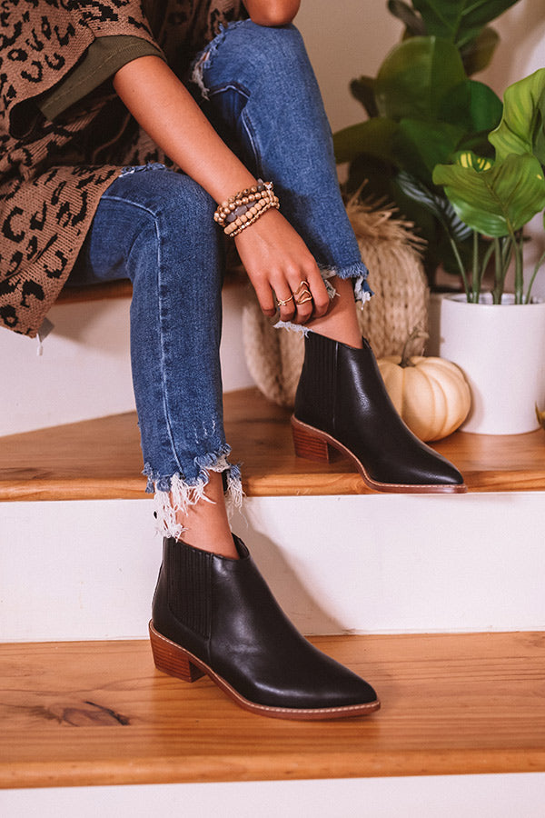 The Ada Faux Leather Bootie In Black