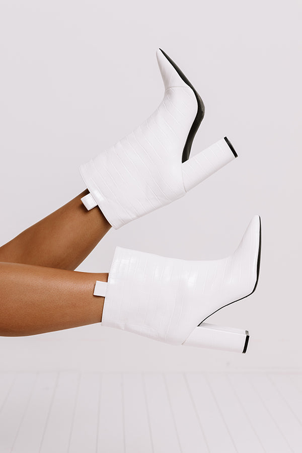 The Charlee Faux Leather Ankle Bootie In White Image - 2
