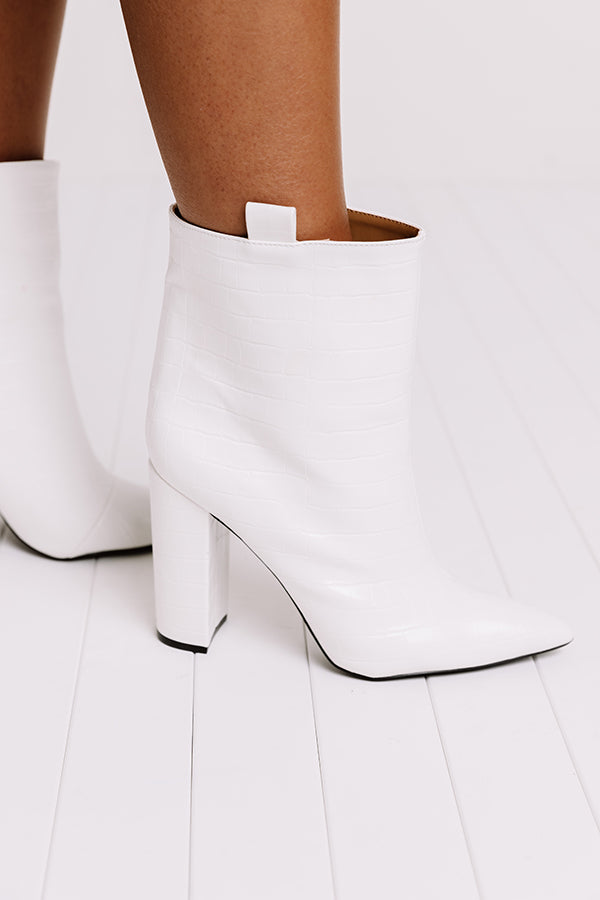 The Charlee Faux Leather Ankle Bootie In White Image - 4