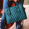 New York Fashion District Quilted Tote In Hunter Green Image - 1