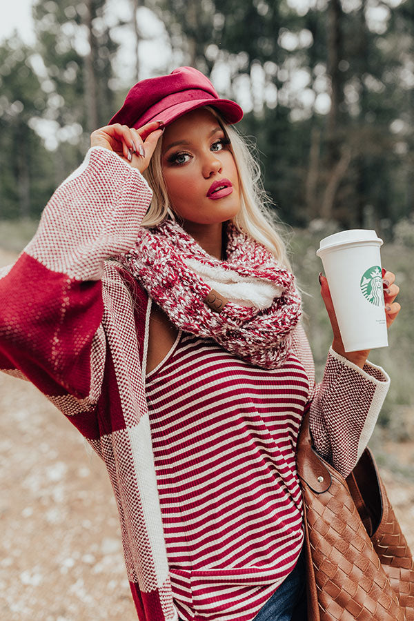 Fall Tradition Velvet Cabbie Hat In Wine