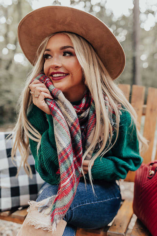 Never Too Toasty Plaid Blanket Scarf Image - 2