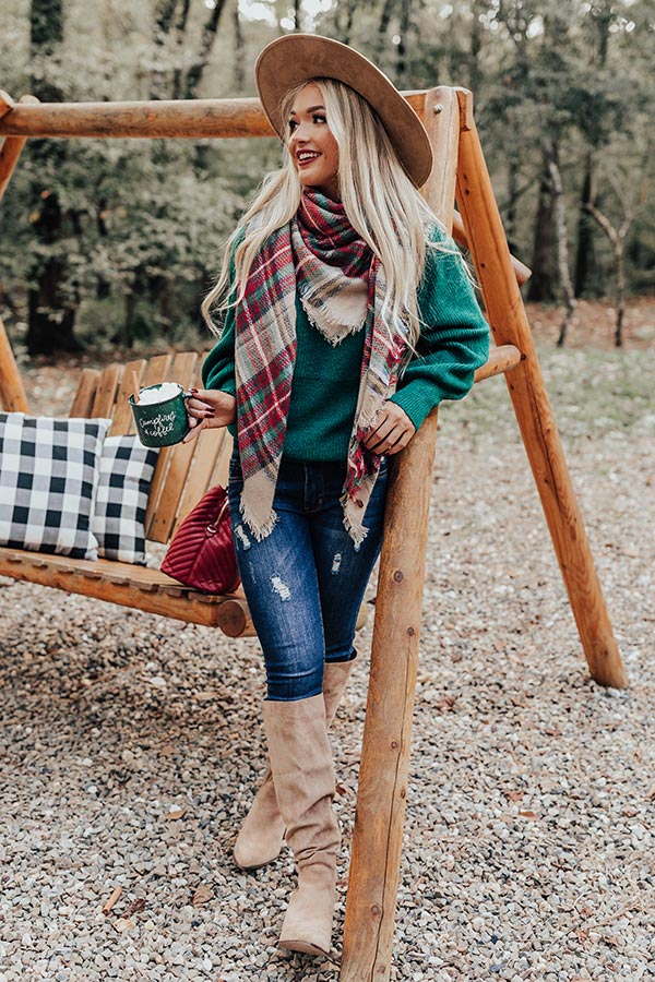 Never Too Toasty Plaid Blanket Scarf Image - 4