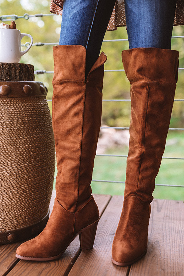 The Rosewood Thigh High Faux Suede Boot In Cinnamon Image - 3