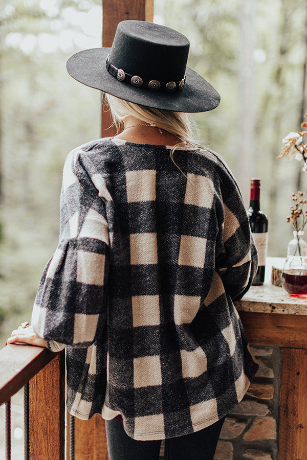 Never Too Toasty Buffalo Check Cardigan In Ivory Image - 4