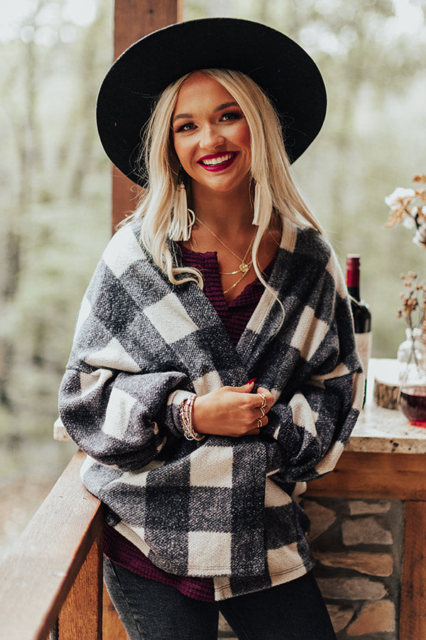 Never Too Toasty Buffalo Check Cardigan In Ivory Image - 1