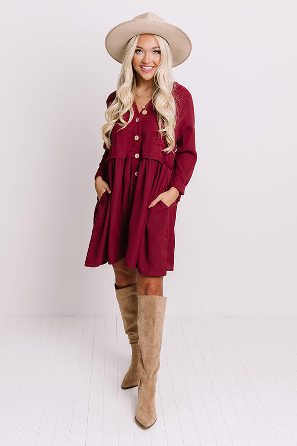 Talk Of The Town Shift Dress In Wine