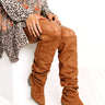 The Lonnie Thigh High Faux Suede Boot In Brown Image - 1