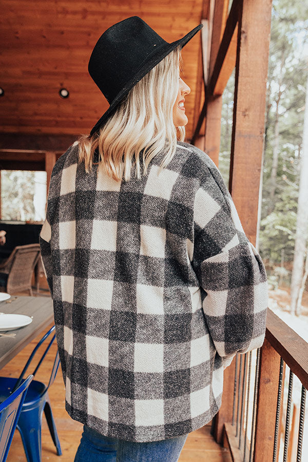 Never Too Toasty Buffalo Check Cardigan In Ivory Curves Image - 5