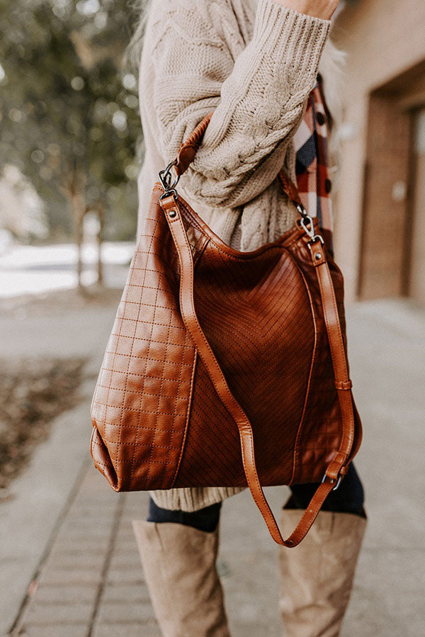 See You Later Faux Leather Tote In Brown