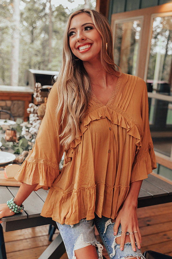 Estes Park Babydoll Top In Mustard Image - 1