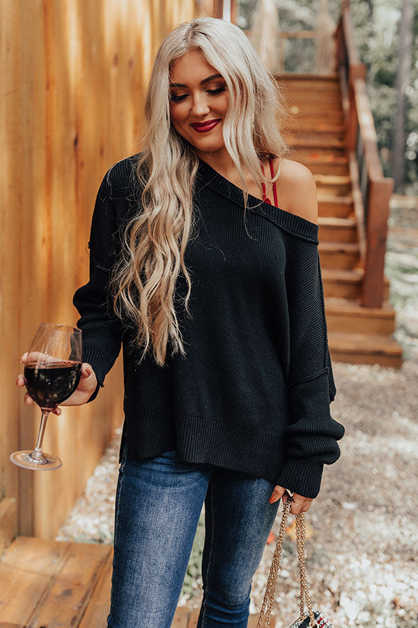 Mind Your Manners Knit Sweater In Black