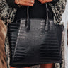 Ready For Date Night Faux Leather Tote In Black Image - 1