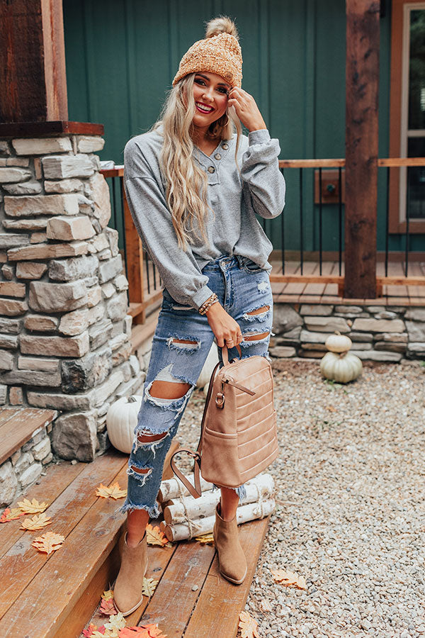 Living For Fall Sweater In Grey Image - 2