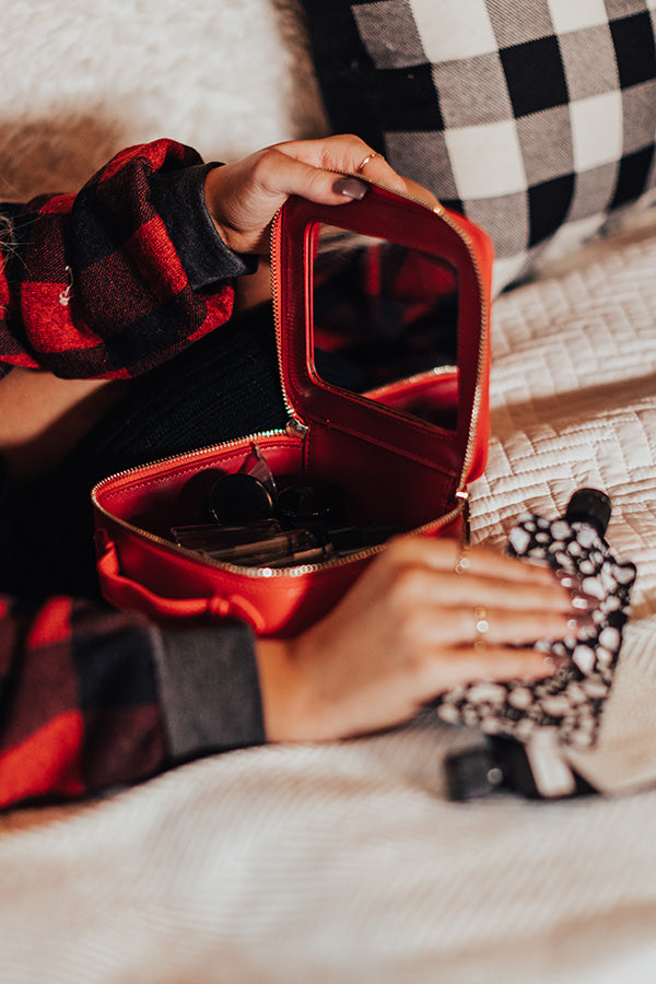 Glowing Review Cosmetic Bag In Red Image - 4