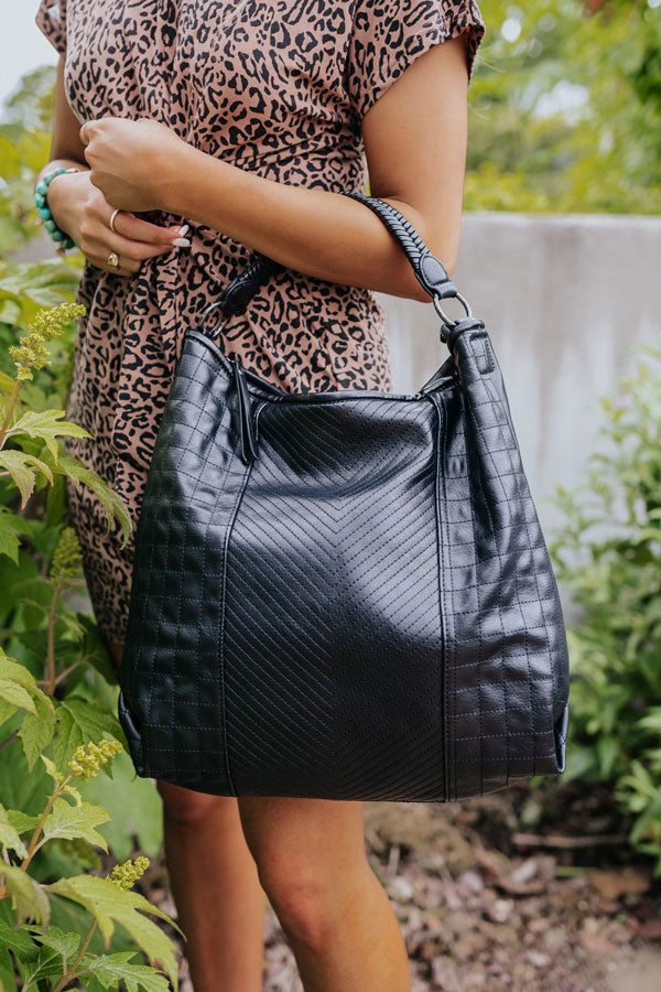 See You Later Faux Leather Tote In Black