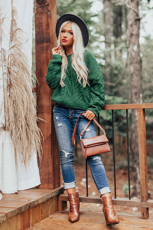 Autumn Air Cable Knit Sweater In Olive Image - 1
