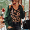 Cozy Lodge Cardigan In Hunter Green Image - 1