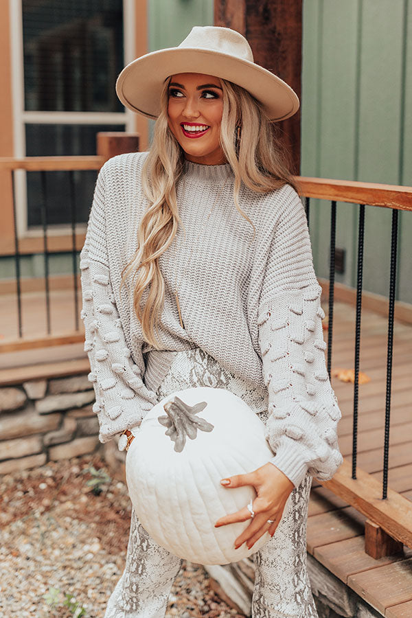 Pumpkin Weather Knit Sweater In Grey