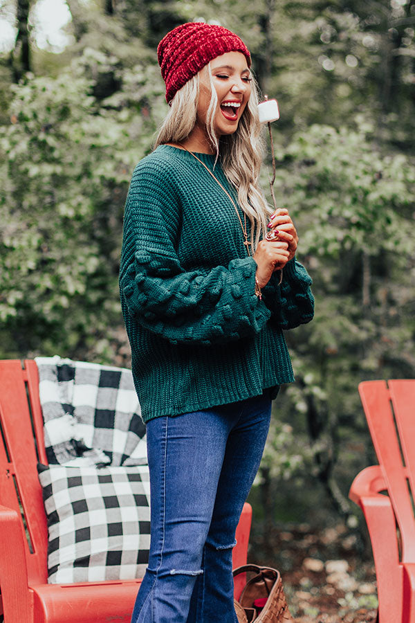 Pumpkin Weather Knit Sweater In Hunter Green