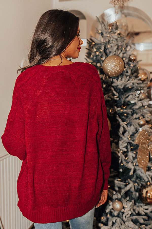 Cozy Lodge Cardigan In Wine Image - 3