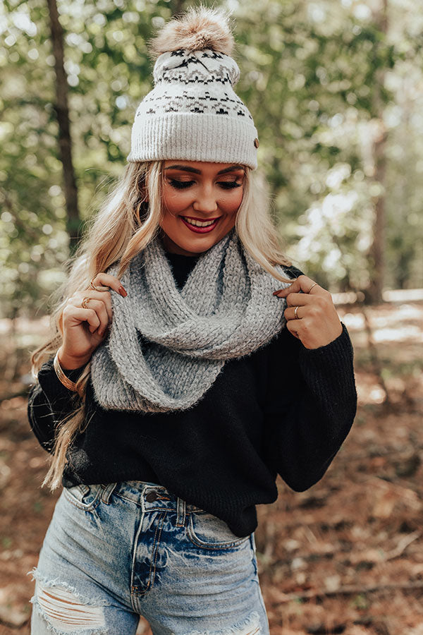 Chilly Vibes Chenille Infinity Scarf in Grey Image - 3