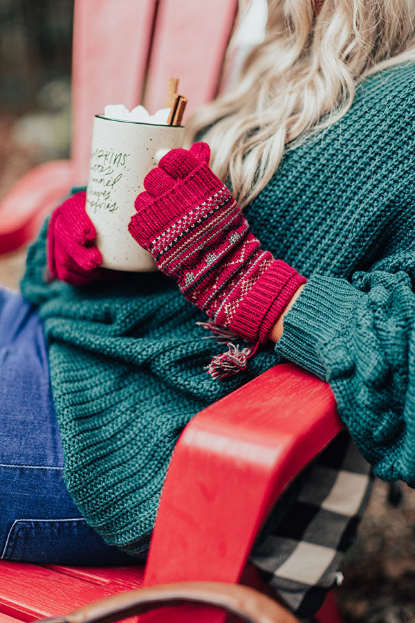 Vail Ski Trip Knit Gloves in Wine