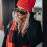 Fall Hike Faux Fur Pom Beanie in Red Image - 1
