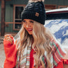Fall Hike Faux Fur Pom Beanie in Black Image - 1